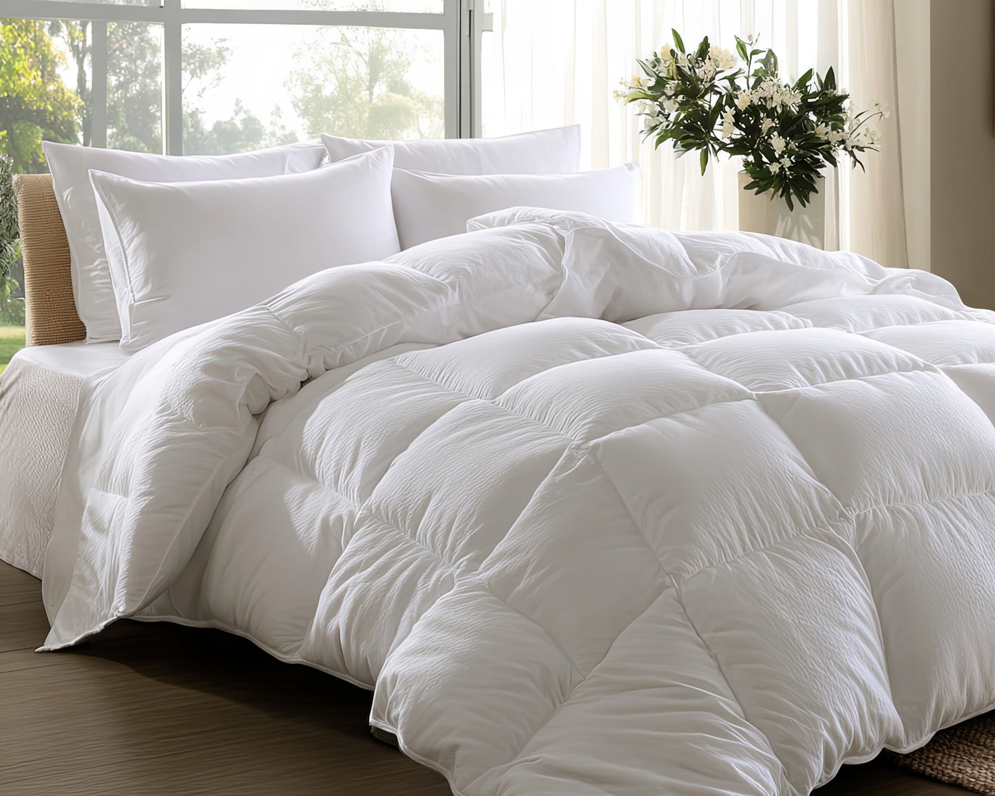 German Batiste Baffled Box Light Weight White Hungarian Goose Down Comforter (Level 2)