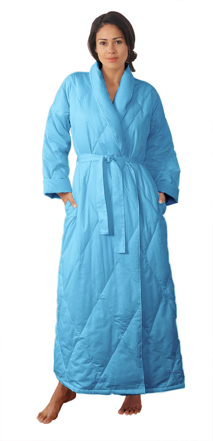 Dressing Gown Womens Button Front Waffle Fleece Slenderella Long Nightwear  Robe | eBay