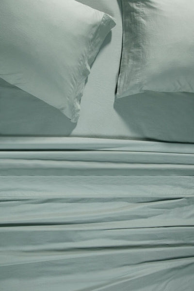 Warm Things Home 300 Thread Count Cotton Sateen Fitted Bottom Sheet Silver Blue