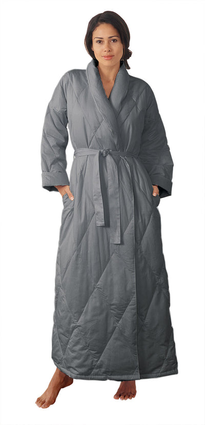 Warm Things Quilted Down Robes Dark Grey
