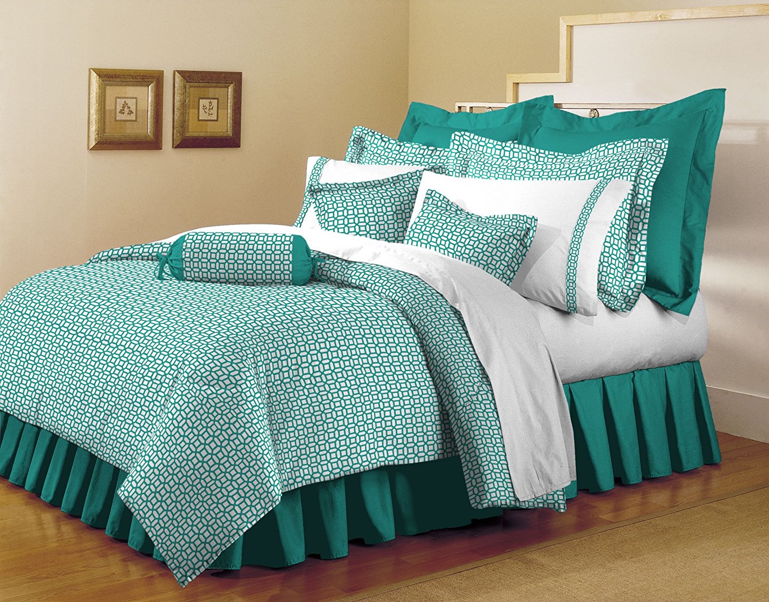 Coin Printed Microfiber Duvet Cover Set Green