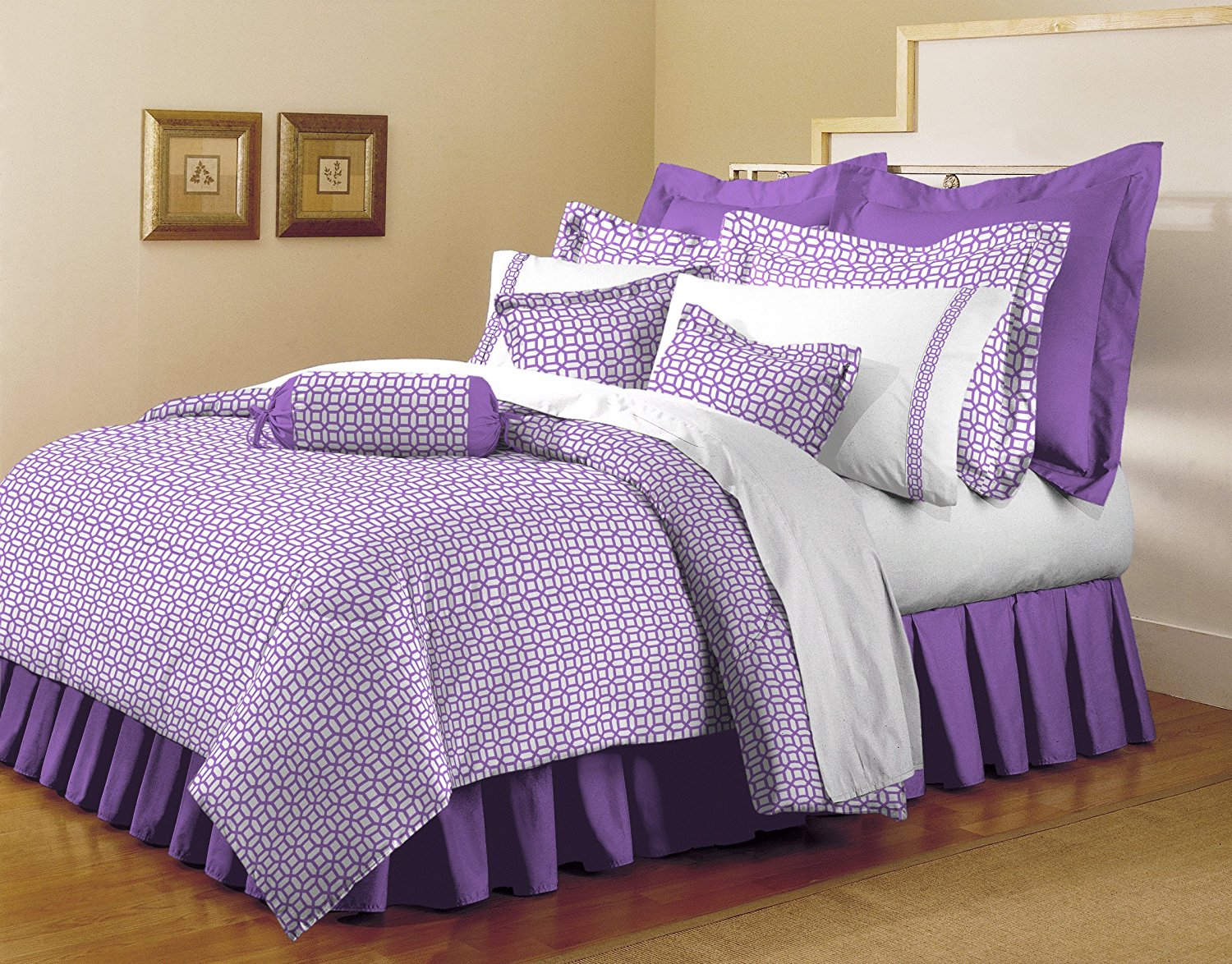 Coin Printed Microfiber Duvet Cover Set Lavender